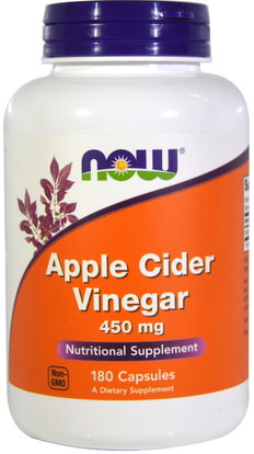 Now Foods, Apple Cider Vinegar, 450 mg, 180 Capsules ,المكملات الغذائية، خل التفاح