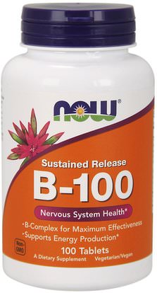 Now Foods, B-100, Sustained Release, 100 Tablets ,الفيتامينات، فيتامين ب، فيتامين ب المعقدة، فيتامين ب المعقدة 100