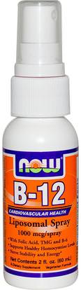 Now Foods, B-12 Liposomal Spray, 1,000 mcg, 2 fl oz (59 ml) ,الفيتامينات، فيتامين ب