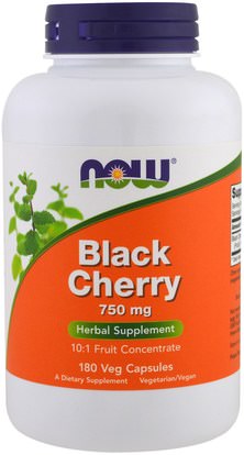 Now Foods, Black Cherry Fruit, 750 mg, 180 Veg Capsules ,المكملات الغذائية، مقتطفات الفاكهة