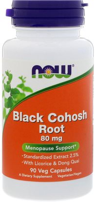 Now Foods, Black Cohosh Root, 80 mg, 90 Veg Capsules ,الصحة، المرأة، كوهوش السوداء، وانقطاع الطمث كوهوش السوداء، دونغ كواي