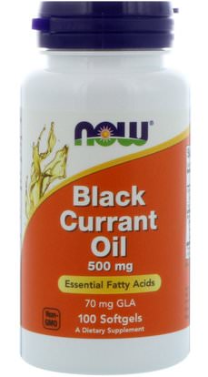 Now Foods, Black Currant Oil, 500 mg, 100 Softgels ,المكملات الغذائية، إيفا أوميجا 3 6 9 (إيبا دا)، الكشمش الأسود