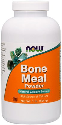 Now Foods, Bone Meal, Powder, 1 lb (454 g) ,المكملات الغذائية، المعادن، مسحوق وجبة العظام، الكالسيوم