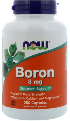 Now Foods, Boron, 3 mg, 250 Capsules ,المكملات الغذائية، والمعادن، البورون
