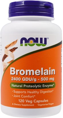 Now Foods, Bromelain, 500 mg, 120 Veg Capsules ,المكملات الغذائية، الإنزيمات، بروميلين