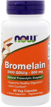 Now Foods, Bromelain, 500 mg, 60 Veg Capsules ,المكملات الغذائية، الإنزيمات، بروميلين