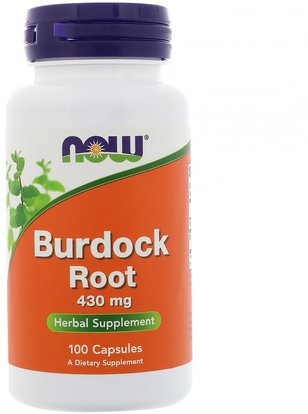 Now Foods, Burdock Root, 430 mg, 100 Capsules ,الأعشاب، الجذر الأرقطيون