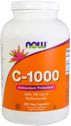 Now Foods, C-1000, With 100 mg of Bioflavonoids, 500 Veg Capsules ,الفيتامينات، فيتامين ج، بيوفلافونويدس