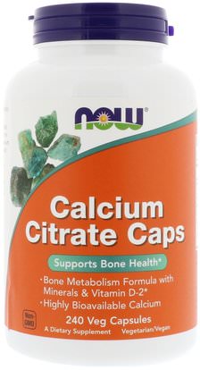 Now Foods, Calcium Citrate Caps, 240 Veg Capsules ,والمكملات الغذائية، والمعادن، والكالسيوم والمغنيسيوم