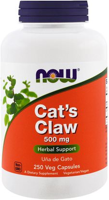 Now Foods, Cats Claw, 500 mg, 250 Veg Capsules ,الأعشاب والقطط مخلب (وا دي غاتو)، وفقدان الوزن، والنظام الغذائي