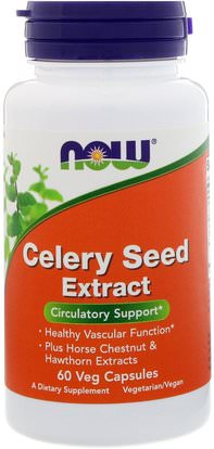 Now Foods, Celery Seed Extract, 60 Veg Capsules ,والصحة، والنساء، ودوالي الوريد الرعاية، والأعشاب، وبذور الكرفس
