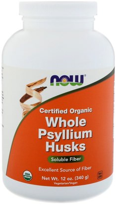 Now Foods, Certifed Organic Whole Psyllium Husks, 12 oz (340 g) ,المكملات الغذائية، الألياف، قشر سيلليوم، مسحوق قشر سيلليوم