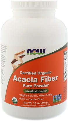 Now Foods, Certified Organic, Acacia Fiber, Powder, 12 oz (340 g) ,المكملات الغذائية، الألياف، الهضم، المعدة
