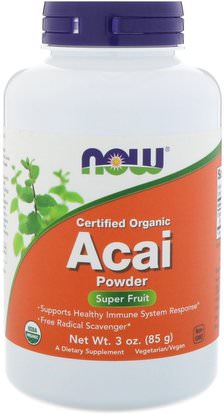 Now Foods, Certified Organic Acai Powder, 3 oz (85 g) ,المكملات الغذائية، مضادات الأكسدة، مقتطفات الفاكهة، الفواكه السوبر، استخراج عصير التوت أكاي
