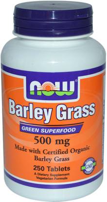 Now Foods, Certified Organic Barley Grass, 500 mg, 250 Tablets ,المكملات الغذائية، سوبرفوودس، العشب الشعير