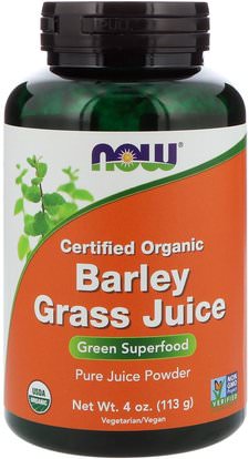 Now Foods, Certified Organic Barley Grass Juice, 4 oz (113 g) ,المكملات الغذائية، سوبرفوودس، العشب الشعير