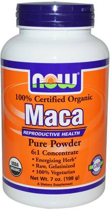 Now Foods, Certified Organic Maca, Pure Powder, 7 oz (198 g) ,الصحة، الرجال، ماكا