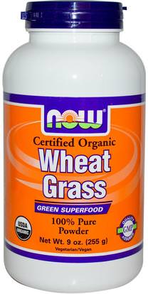 Now Foods, Certified Organic Wheat Grass, 9 oz (255 g) ,الغذاء، منتجات القمح، سوبرفوودس، عشب القمح