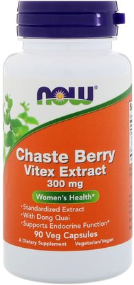 Now Foods, Chaste Berry Vitex Extract, 300 mg, 90 Veg Capsules ,والصحة، وانقطاع الطمث، دونغ كواي، والأعشاب، التوت العفريت