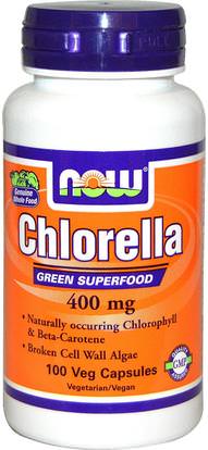 Now Foods, Chlorella, 400 mg, 100 Veg Capsules ,المكملات الغذائية، سوبرفوودس، كلوريلا