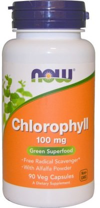 Now Foods, Chlorophyll, 100 mg, 90 Veggie Caps ,المكملات الغذائية، مزيل العرق الداخلي، البرسيم