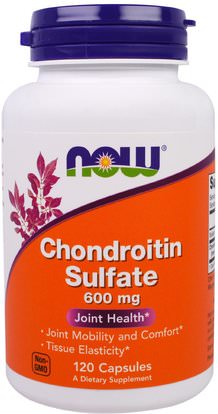 Now Foods, Chondroitin Sulfate, 600 mg, 120 Capsules ,المكملات الغذائية، منتجات الأبقار، شوندروتن، شوندروتن الجلوكوزامين