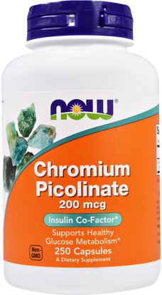 Now Foods, Chromium Picolinate, 200 mcg, 250 Capsules ,المكملات الغذائية، المعادن، بيكولينات الكروم
