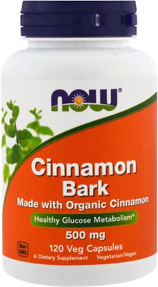 Now Foods, Cinnamon Bark, 500 mg, 120 Veggie Caps ,الأعشاب، القرفة استخراج