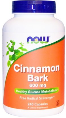 Now Foods, Cinnamon Bark, 600 mg, 240 Capsules ,الأعشاب، القرفة استخراج