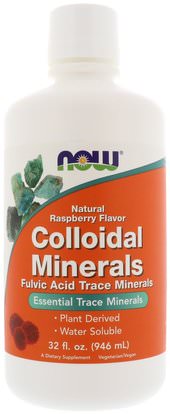 Now Foods, Colloidal Minerals, Natural Raspberry Flavor, 32 fl oz (946 ml) ,المكملات الغذائية، المعادن، المعادن السائلة