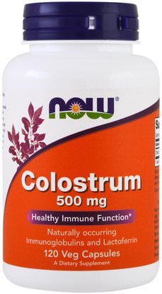 Now Foods, Colostrum, 500 mg, 120 Veggie Caps ,المكملات الغذائية، اللاكتوفيرين، منتجات الأبقار، اللبأ