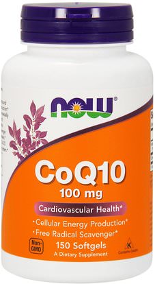 Now Foods, CoQ10, With Vitamin E, 100 mg, 150 Softgels ,المكملات الغذائية، أنزيم q10، coq10