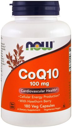 Now Foods, CoQ10, 100 mg, 180 Veggie Caps ,المكملات الغذائية، أنزيم q10، coq10