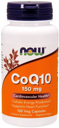 Now Foods, CoQ10, 150 mg, 100 Veg Capsules ,المكملات الغذائية، أنزيم q10