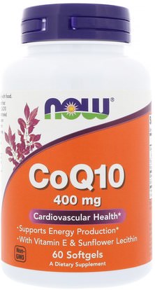Now Foods, CoQ10, 400 mg, 60 Softgels ,المكملات الغذائية، أنزيم q10، coq10 400 ملغ