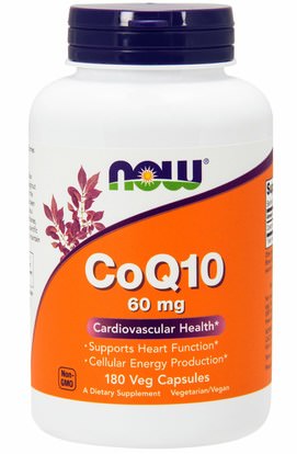 Now Foods, CoQ10, 60 mg, 180 Veg Capsules ,المكملات الغذائية، أنزيم q10، coq10 60 ملغ