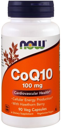 Now Foods, CoQ10, With Hawthorn Berry, 100 mg, 90 Veg Capsules ,المكملات الغذائية، أنزيم q10، coq10