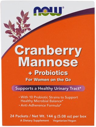 Now Foods, Cranberry Mannose + Probiotics, 24 Packets, (6 g) Each ,المكملات الغذائية، د- مانوز، البروبيوتيك