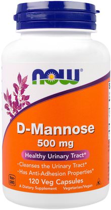 Now Foods, D-Mannose, 500 mg, 120 Veggie Caps ,المكملات الغذائية، د- مانوز