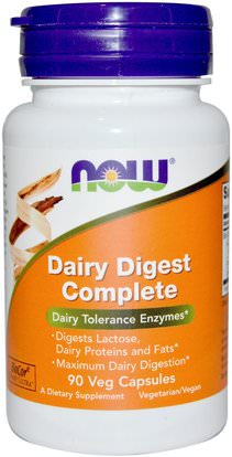 Now Foods, Dairy Digest Complete, 90 Veg Capsules ,المكملات الغذائية، الإنزيمات، اللاكتاز
