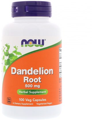 Now Foods, Dandelion Root, 500 mg, 100 Veg Capsules ,الأعشاب، جذر الهندباء من البرية