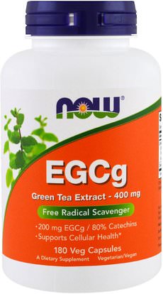 Now Foods, EGCg, Green Tea Extract, 400 mg, 180 Veg Capsules ,المكملات الغذائية، مضادات الأكسدة، إغغ