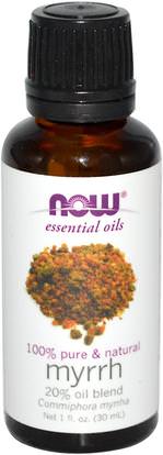 Now Foods, Essential Oils, Myrrh, 20% Oil Blend, 1 fl oz (30 ml) ,الأعشاب، اللثة المر، الزيوت العطرية الزيوت