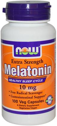 Now Foods, Extra Strength Melatonin, 10 mg, 100 Veg Capsules ,والمكملات الغذائية، والنوم، الميلاتونين