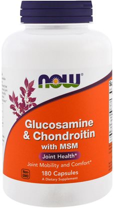 Now Foods, Glucosamine & Chondroitin with MSM, 180 Capsules ,المكملات الغذائية، شوندروتن الجلوكوزامين