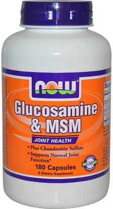 Now Foods, Glucosamine & MSM, 180 Veg Capsules ,المكملات الغذائية، شوندروتن الجلوكوزامين