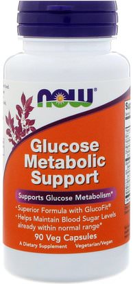 Now Foods, Glucose Metabolic Support, 90 Veg Capsules ,الصحة، السكر في الدم، الأعشاب، الجمنازيوم