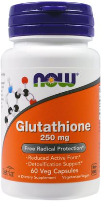 Now Foods, Glutathione, 250 mg, 60 Veg Capsules ,المكملات الغذائية، ل الجلوتاثيون