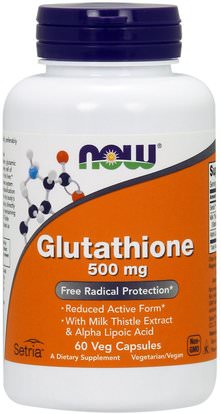 Now Foods, Glutathione, 500 mg, 60 Veg Capsules ,المكملات الغذائية، ل الجلوتاثيون