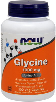 Now Foods, Glycine, 1,000 mg, 100 Veg Capsules ,المكملات الغذائية، والأحماض الأمينية
